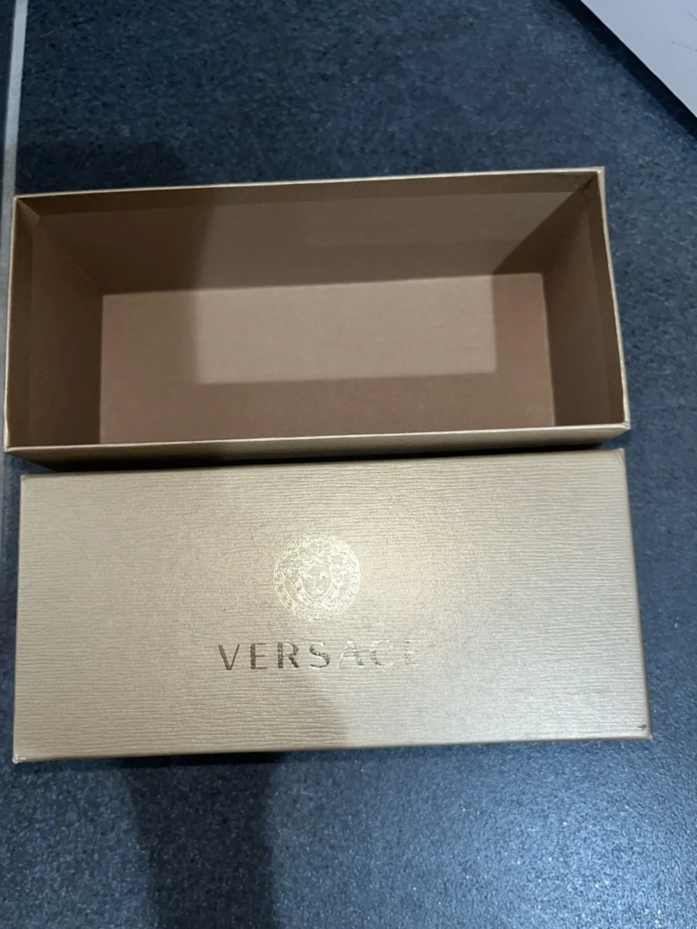 Versace Metallic Gold Logo Glasses Box